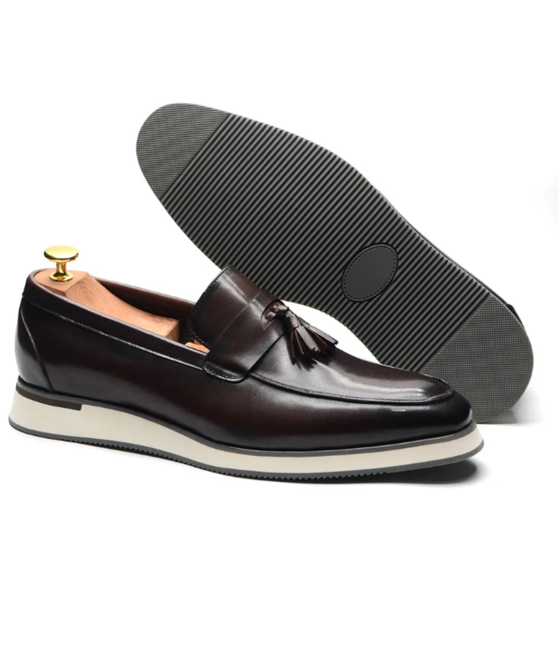Mocassins À Glands Classiques en Effet cuir Lisse