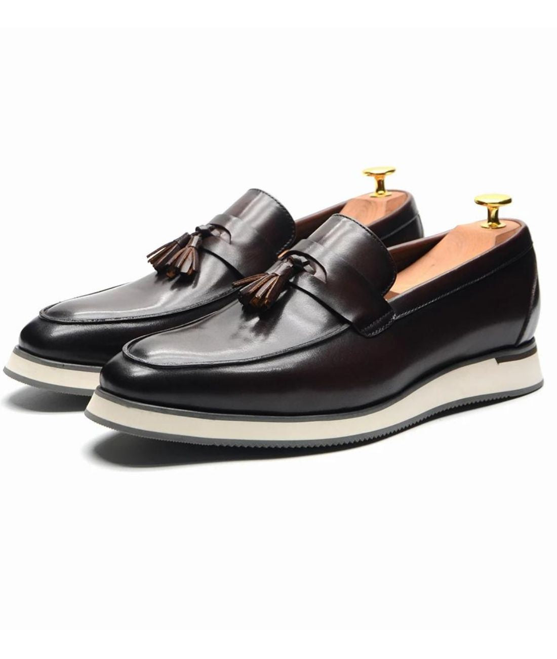 Mocassins À Glands Classiques en Effet cuir Lisse