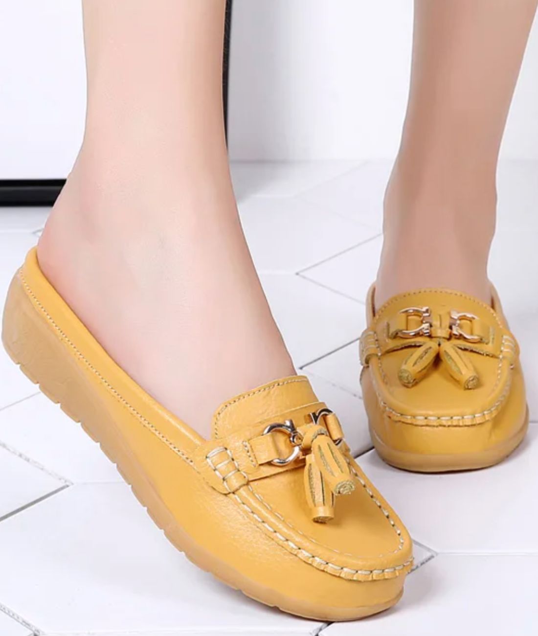 Mocassins À Glands Colorés À Talons Plats Pour Femme