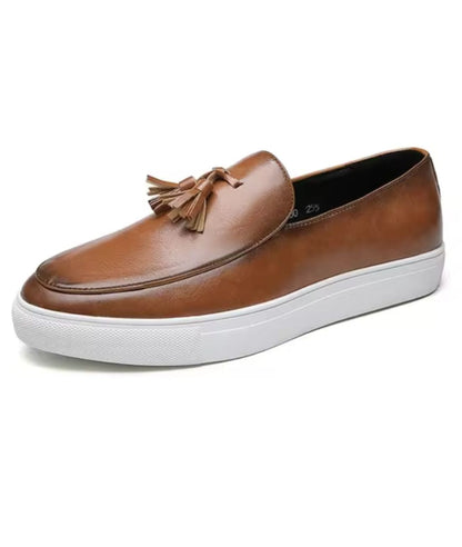 Mocassins À Glands en Effet cuir Lisse Respirant