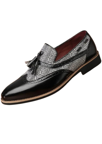 Mocassins À Glands en Effet cuir Motif À Chevrons