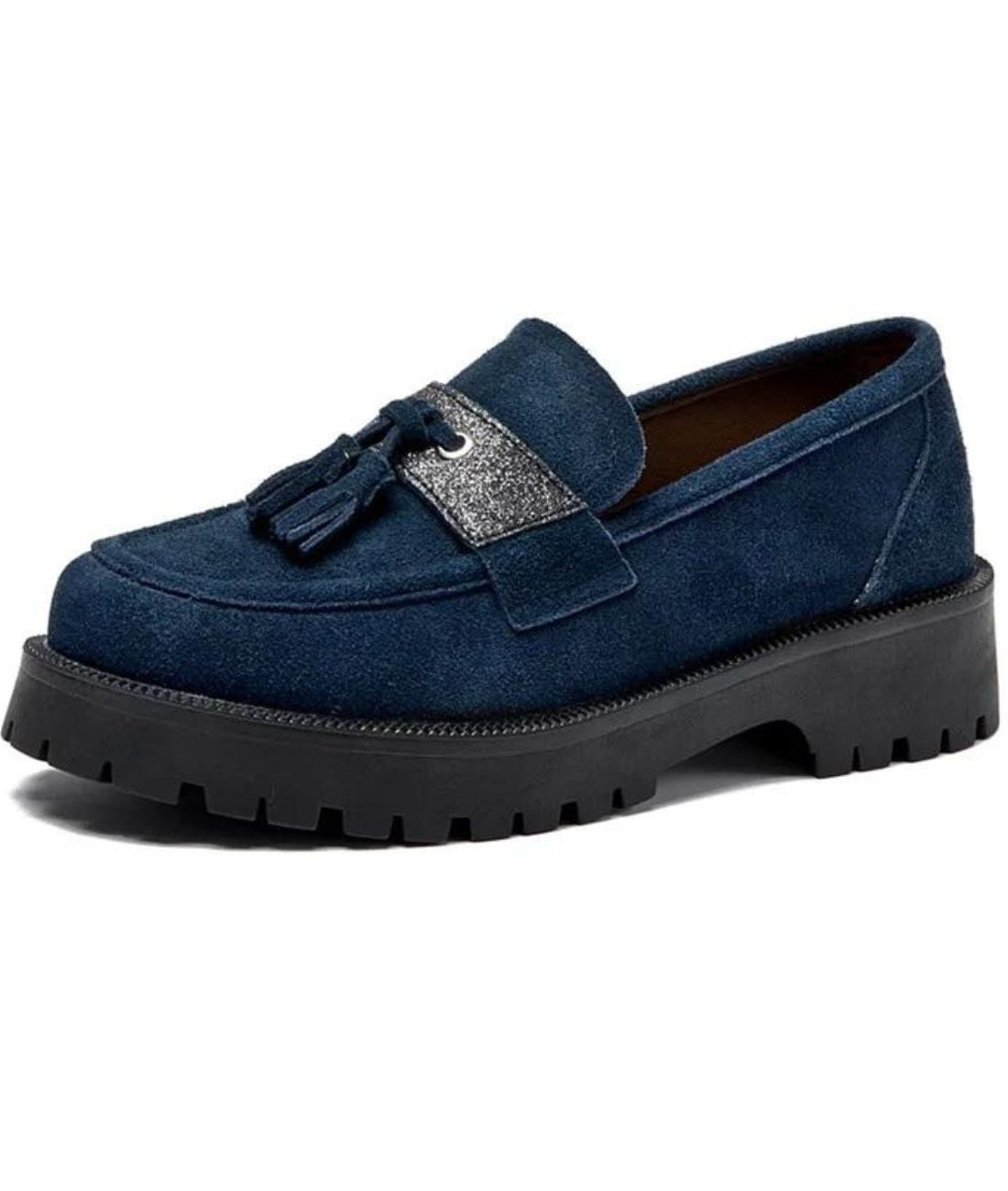 Mocassins À Glands En Suédine Style Vintage