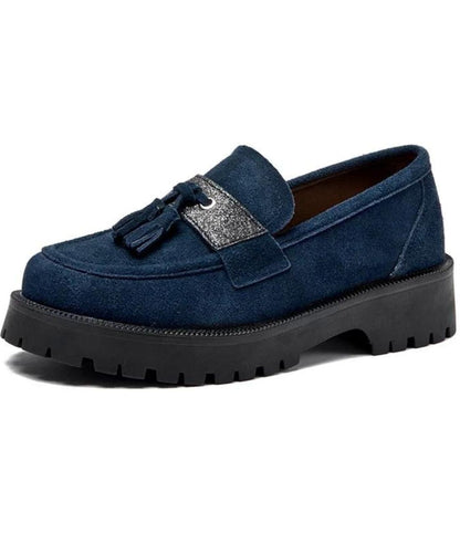 Mocassins À Glands En Suédine Style Vintage
