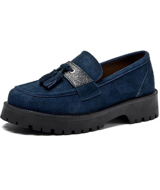 Mocassins À Glands En Suédine Style Vintage