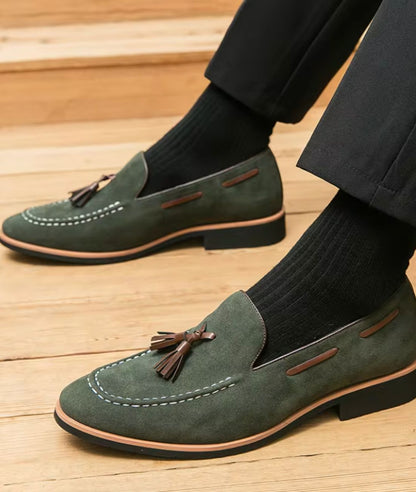 Mocassins À Glands En Suédine Verts