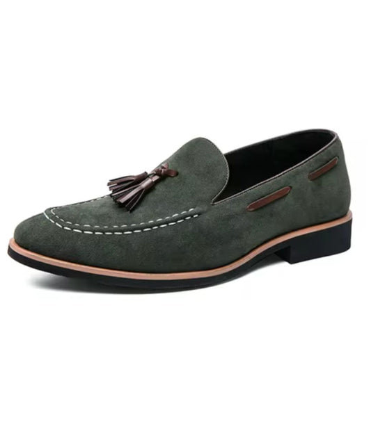 Mocassins À Glands En Suédine Verts