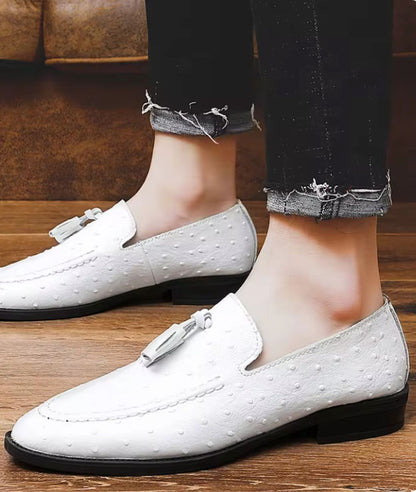 Mocassin à Glands en Effet vernis Noir et Blanc – Homme