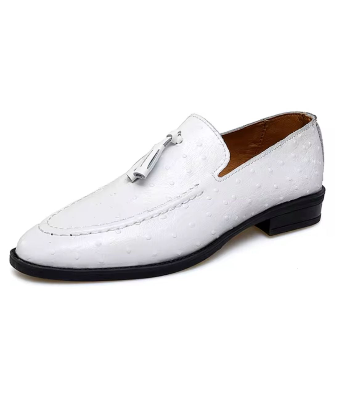 Mocassin à Glands en Effet vernis Noir et Blanc – Homme