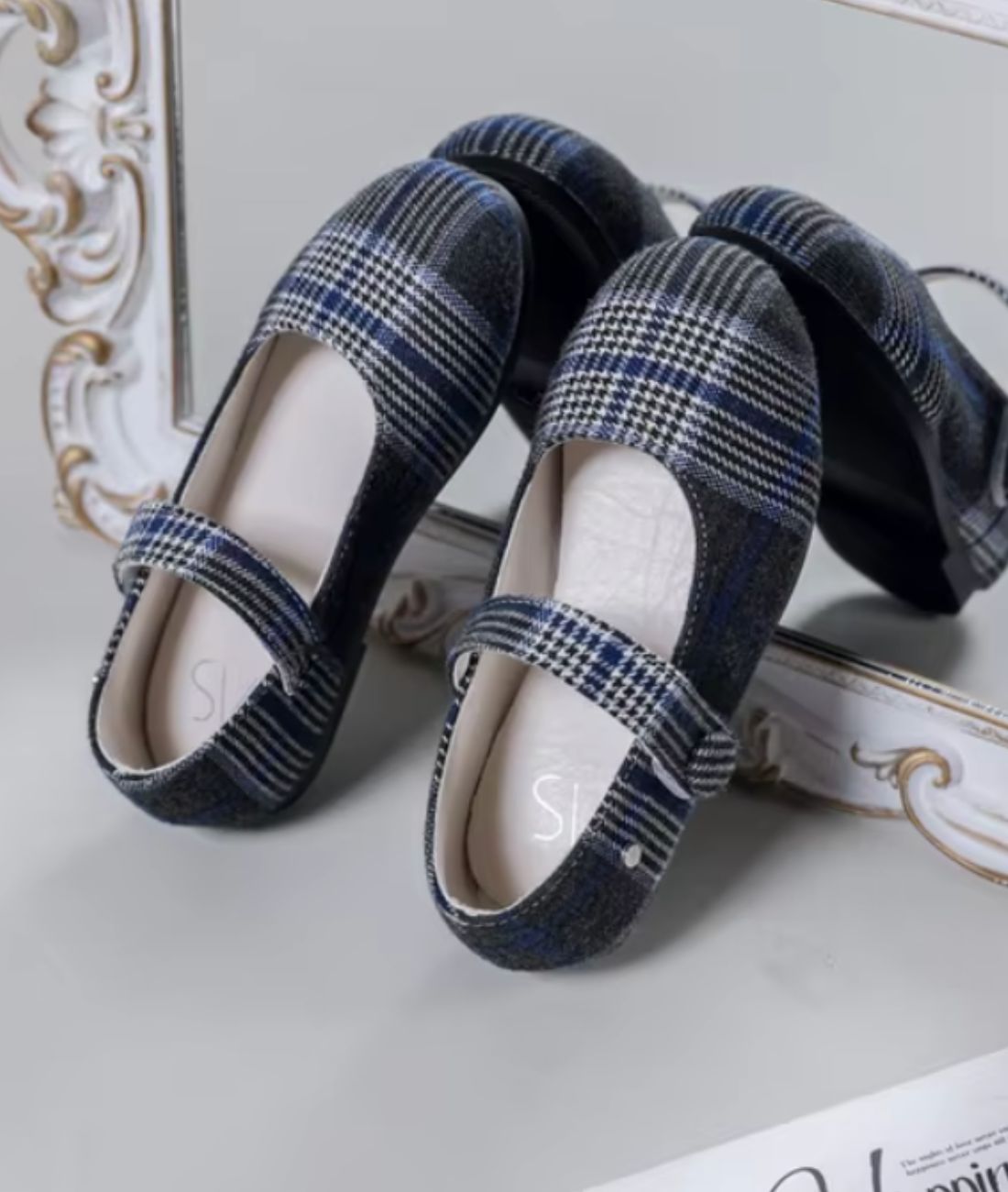 Mocassin Souple à Carreaux en Cuir Rose Pastel – Fille