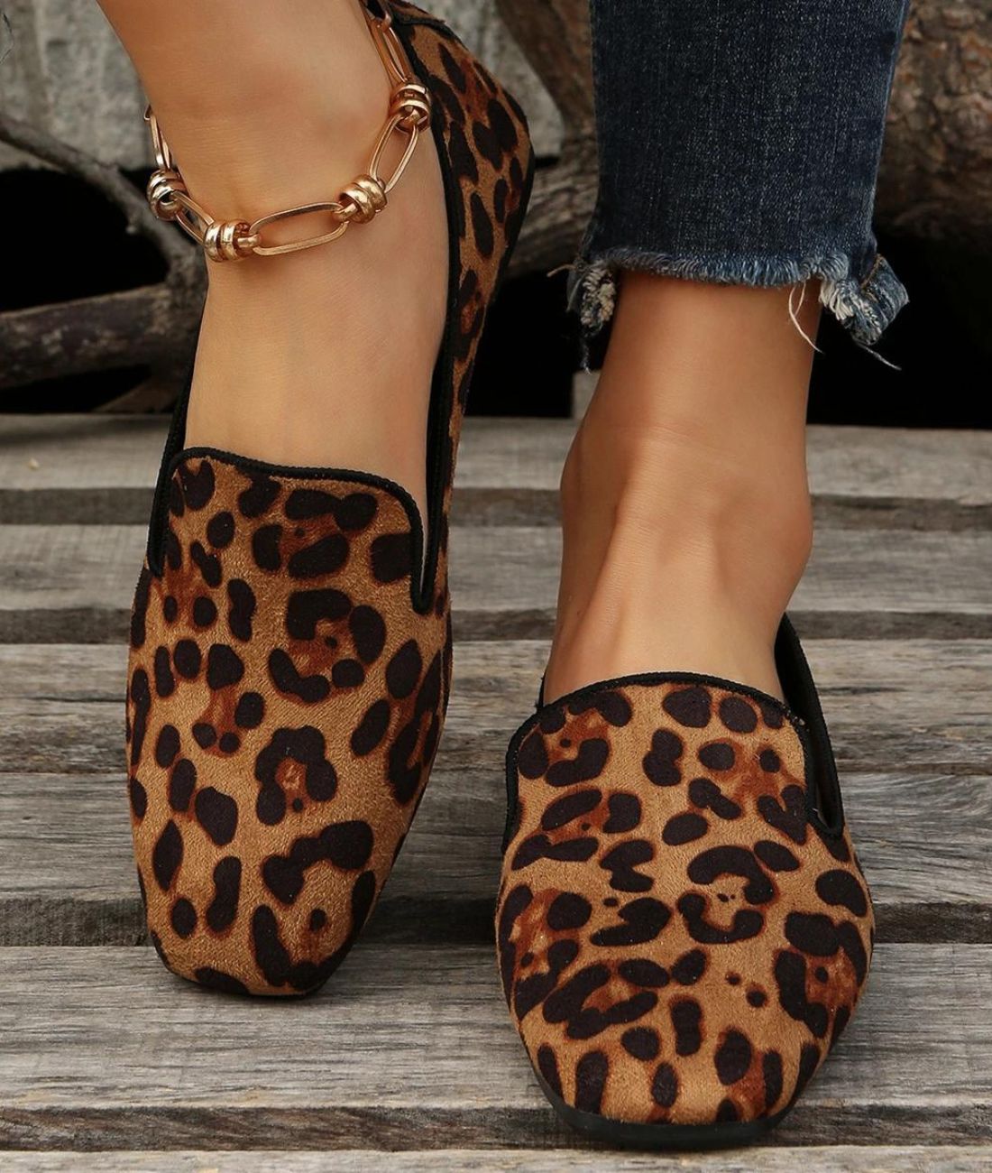 Mocassin Imprimé Léopard en Cuir – Femme