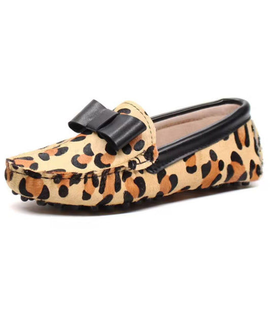 Mocassin Imprimé Léopard en Cuir Léopard Clair – Femme