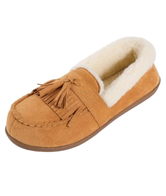 Mocassins Indiens En Suédine Fourré Et Tige En Tweed