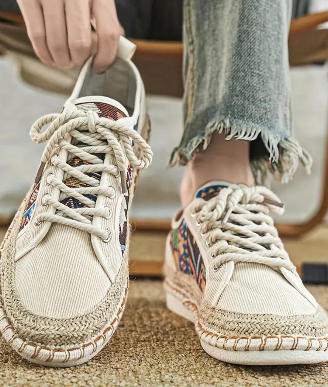 Mocassins Indiens En Toile