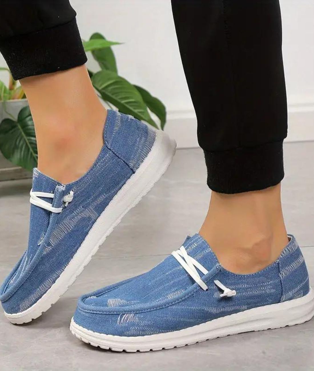 Mocassins En Jean Clair Délavé Et Déchiré Pour Femme