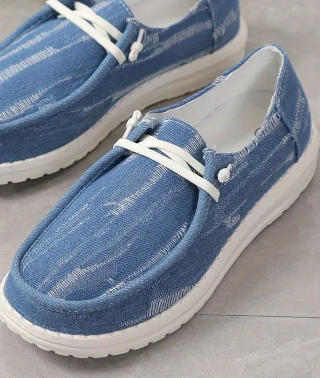 Mocassins En Jean Clair Délavé Et Déchiré Pour Femme
