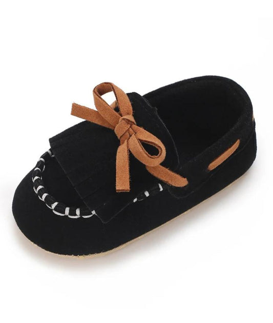 Mocassin à Lacets en Daim Noir Profond – Bébé