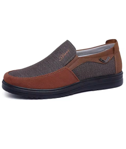 Mocassins Légers Pour Homme Marron En Tissu