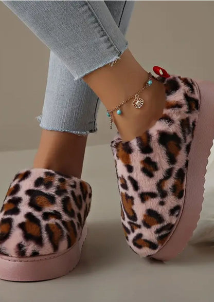 Mocassin Tendance en Textile Léopard Rose – Femme