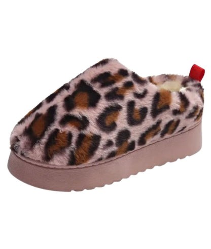 Mocassin Tendance en Textile Léopard Rose – Femme