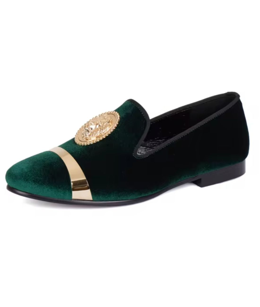 Mocassin de Mariage en Velours Vert Écusson Tigre – Homme