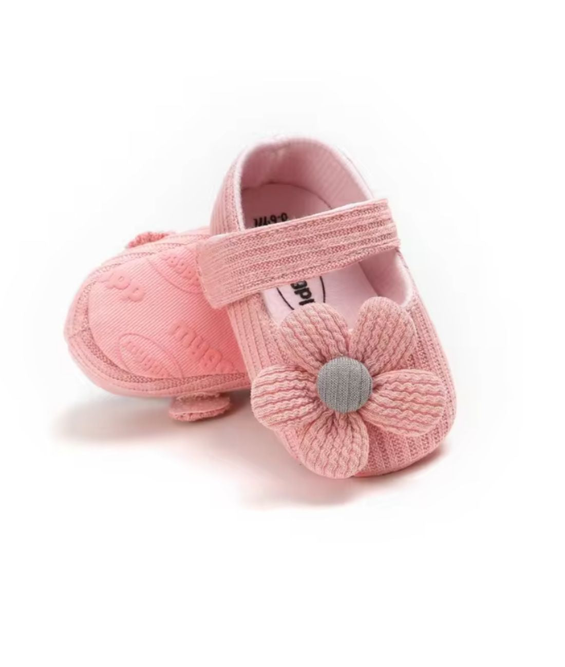 Mocassin à Fleurs en Coton Rose Pastel – Fille