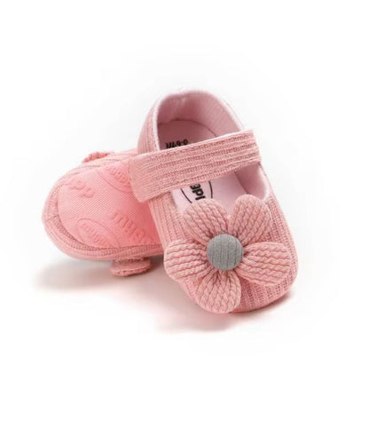 Mocassin à Fleurs en Coton Rose Pastel – Fille