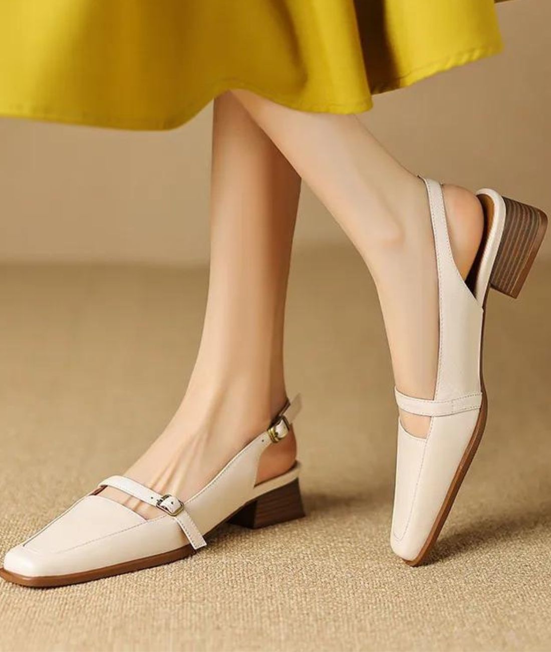 Mocassins Mule À Talons Carrés Pour Femme