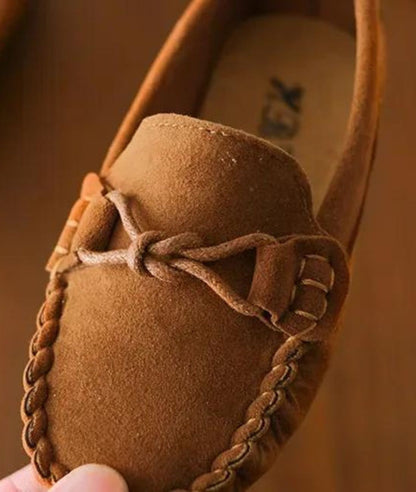 Mocassin à Nœud Papillon en Daim Noir Profond – Enfant