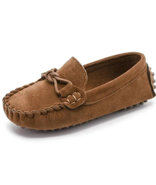 Mocassin à Nœud Papillon en Daim Noir Profond – Enfant