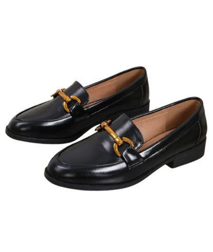 Mocassin à Talons en Effet vernis Noir Profond – Femme