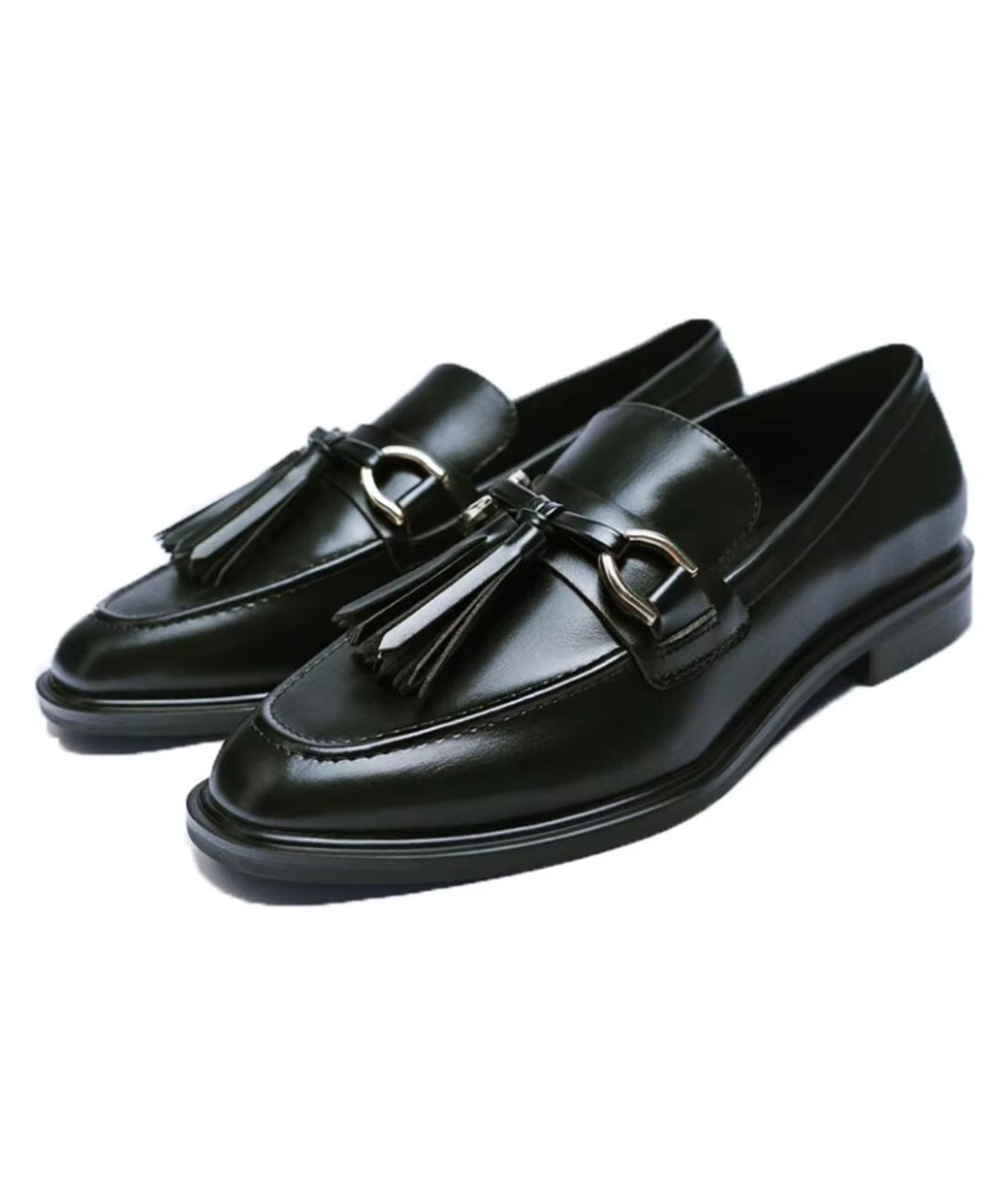 Mocassins Noirs À Glands À Enfiler Pour Femme