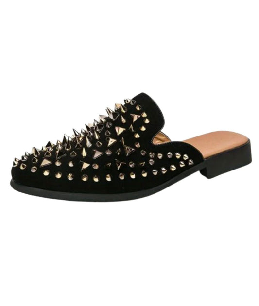 Mocassins Noirs En Strass Dorés Pour Hommes