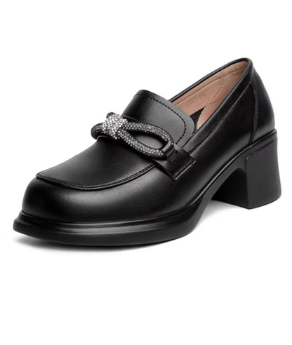 Mocassins Noirs Style Britannique Avec Nœud Papillon Pour Femmes