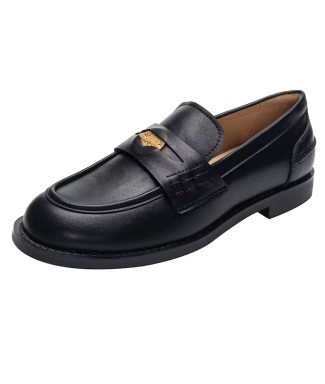 Mocassins À Talon Carré Noir Pour Femmes