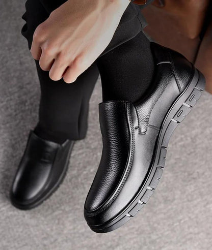 Mocassin Orthopédique en Effet cuir Noir Classique – Homme