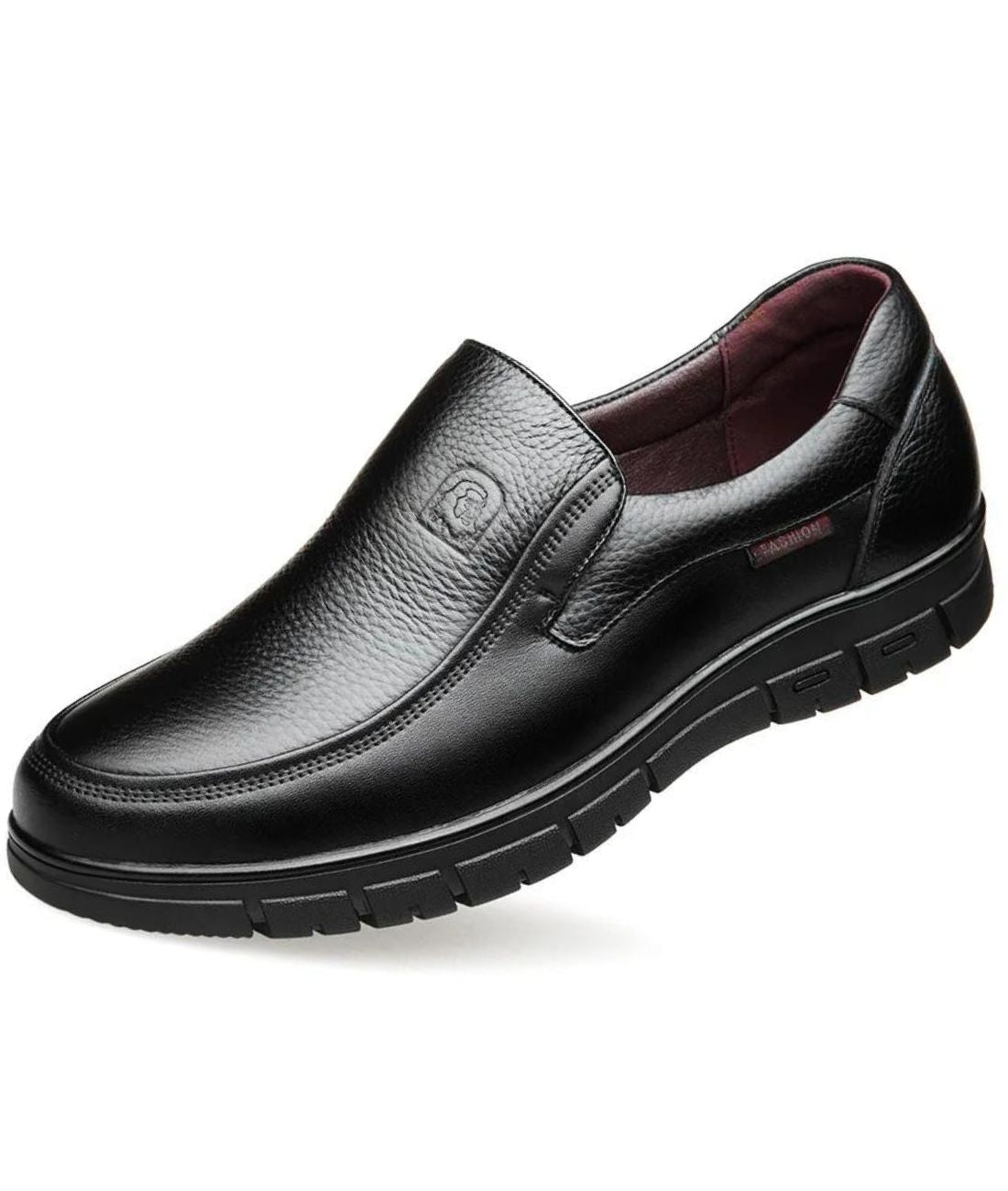 Mocassin Orthopédique en Effet cuir Noir Classique – Homme