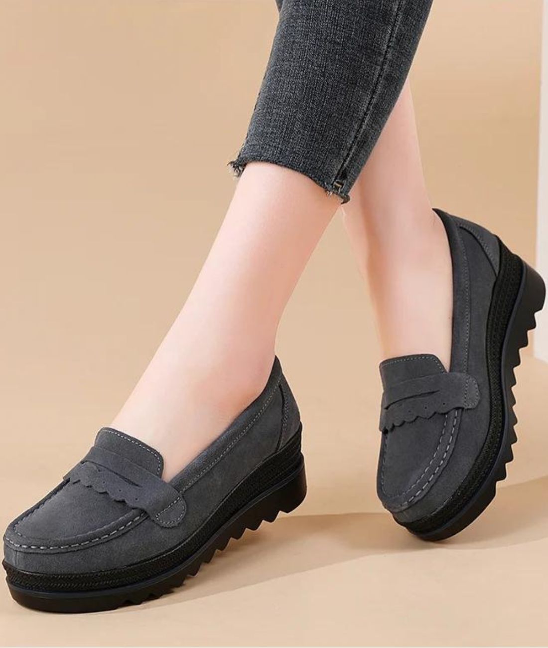 Mocassin Orthopédique en Suédine Bleu Marine – Femme