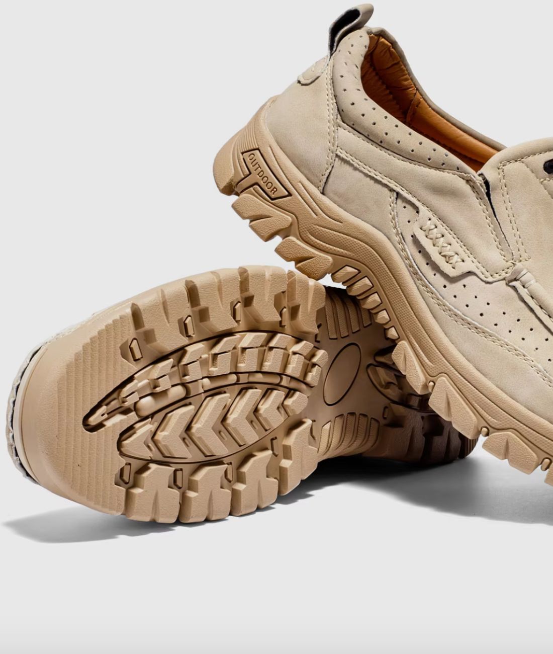 Mocassin Orthopédique en Effet cuir Beige Sable – Homme