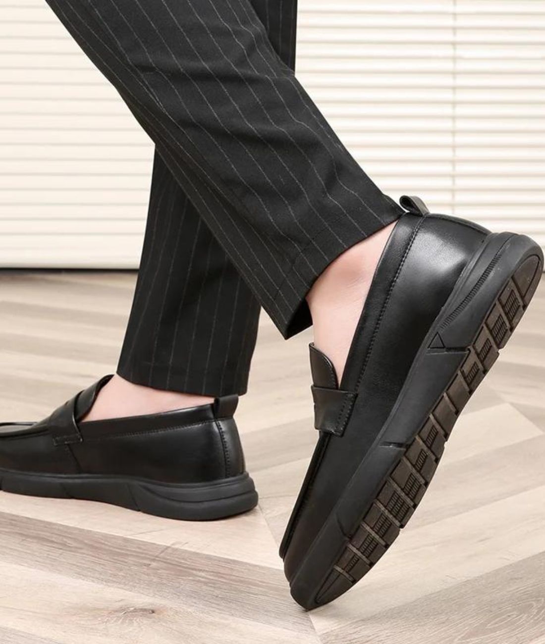 Mocassin Orthopédique en Effet cuir Noir Profond – Homme