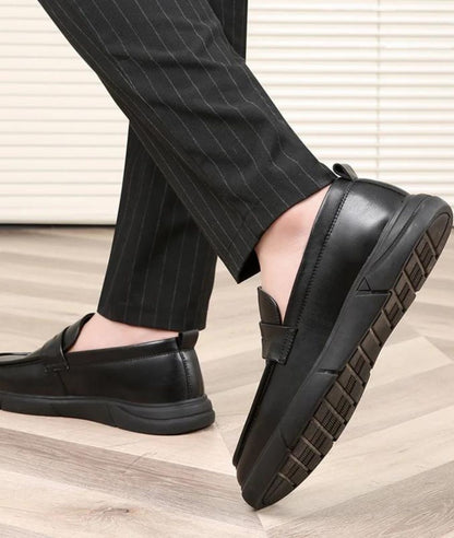 Mocassin Orthopédique en Effet cuir Noir Profond – Homme