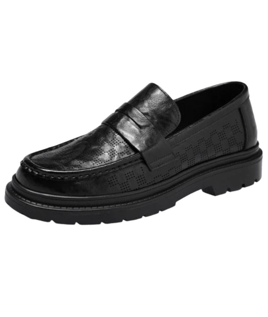 Mocassin Orthopédique en Effet cuir Noir Profond – Homme