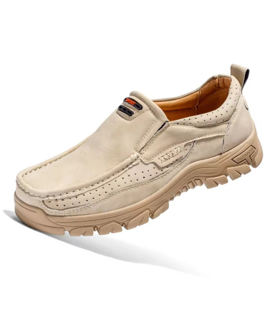 Mocassin Orthopédique en Effet cuir Beige Sable – Homme