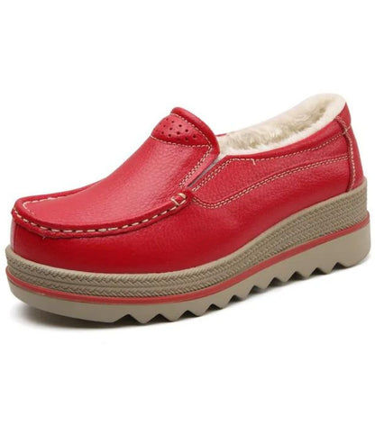 Mocassin Orthopédique en Effet cuir Rouge Écarlate – Femme