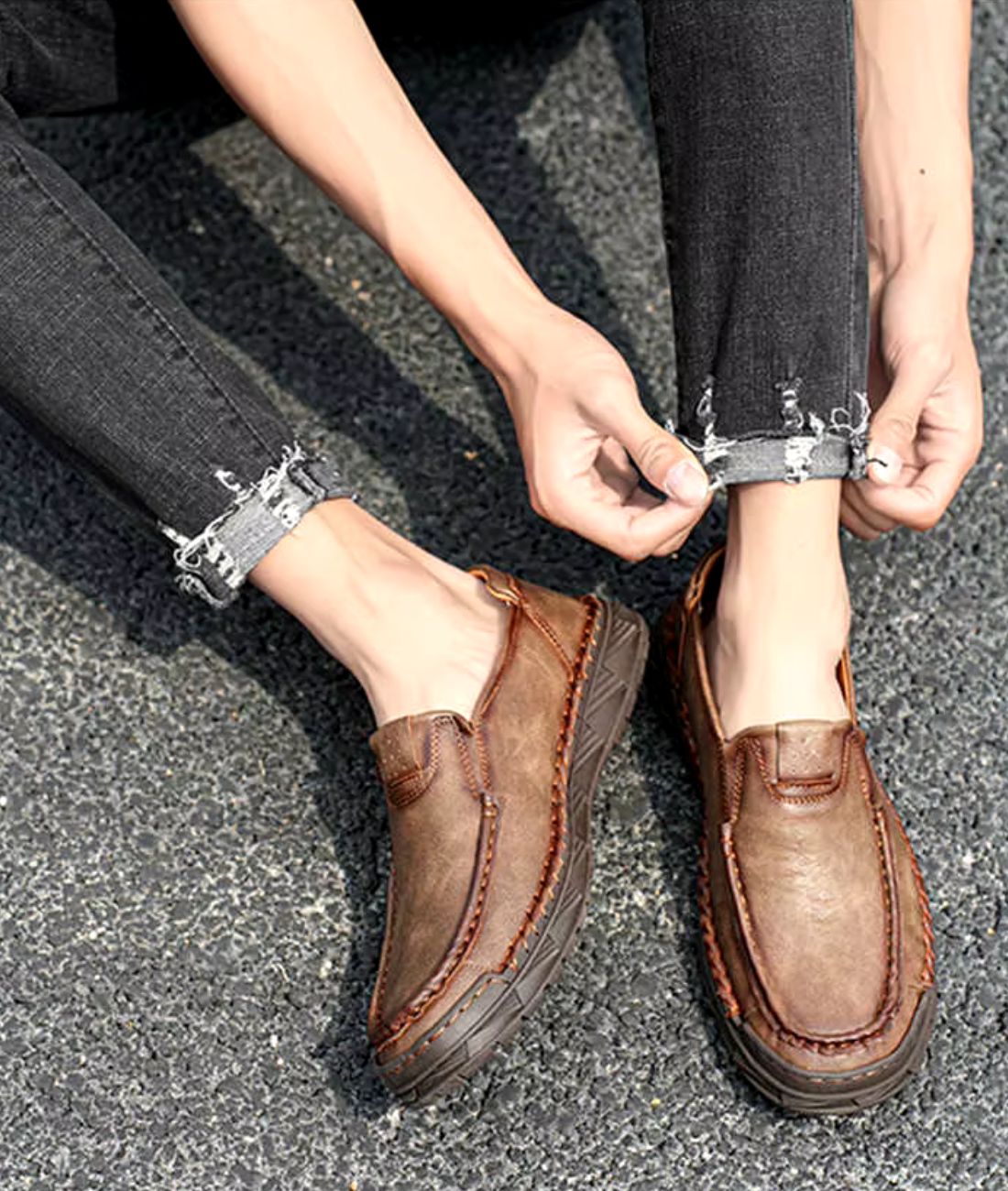 Mocassin Orthopédique en Effet cuir Noir Profond – Homme