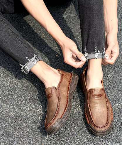 Mocassin Orthopédique en Effet cuir Noir Profond – Homme