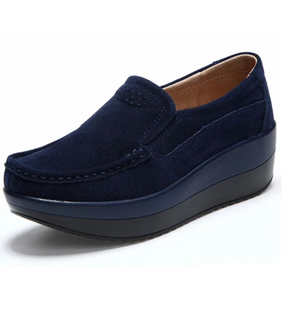 Mocassin Souple en Velours Bleu Marine – Femme