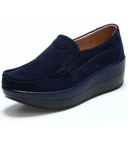 Mocassin Souple en Velours Bleu Marine – Femme