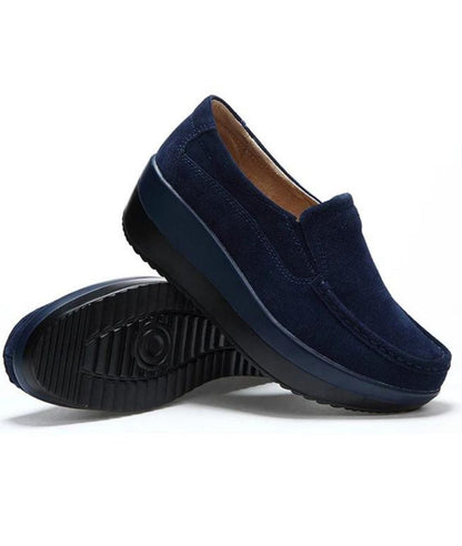 Mocassin Souple en Velours Bleu Marine – Femme