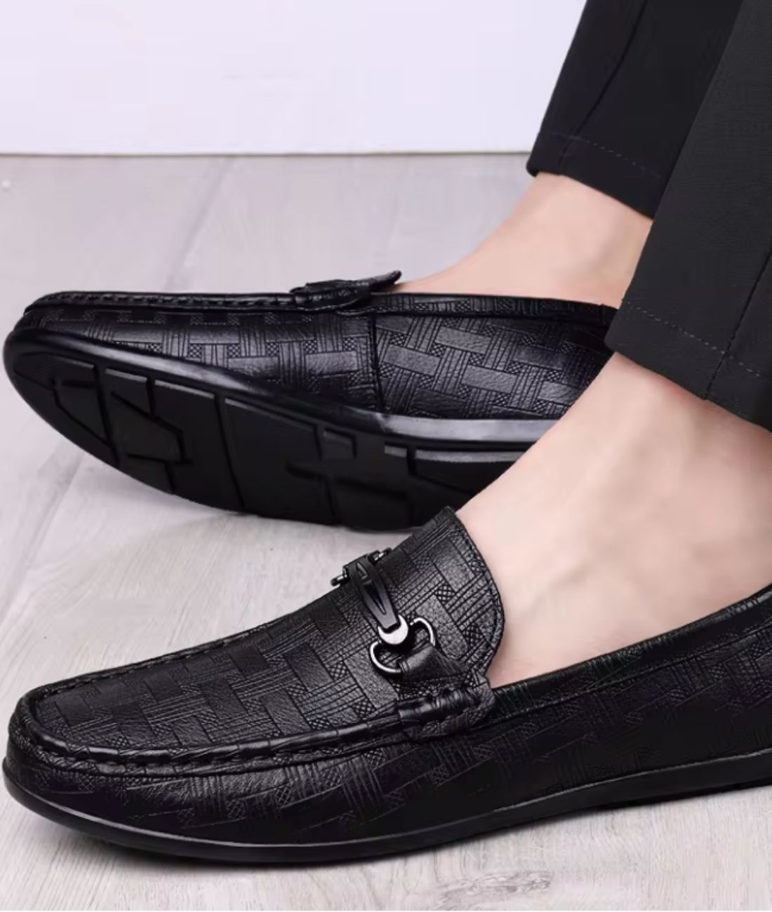 Mocassin Orthopédique Souple en Cuir Noir Profond – Homme