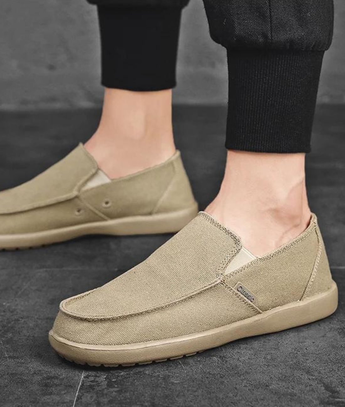 Mocassin Orthopédique en Toile Beige Sable – Homme